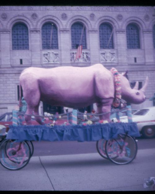 Lavender Rhino float in the 1974 Boston Pride Parade Credit: Anonymous